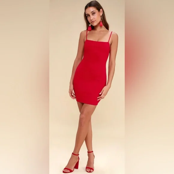 Lulus Flaunt It Red Bodycon Dress